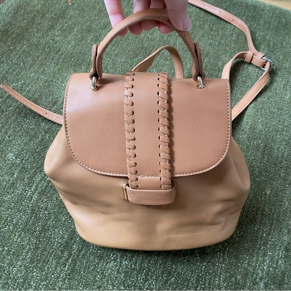 Small Tan Faux Leather Backpack - Picture 1 of 10